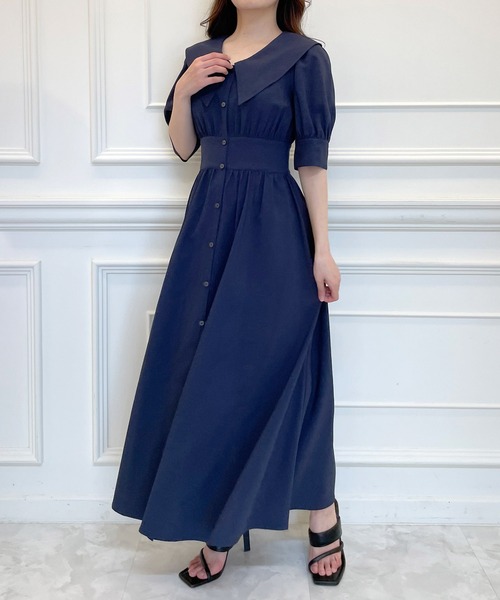 royalpartyビッグカラーワンピース ネイビー ロイヤルパーティー ROYAL PARTY マルチサイズ ワンピース ビッグカラーワンピース