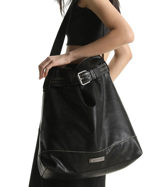 MASONPRINCE トートバッグ ベルトデザイン PUレザー ショルダートート