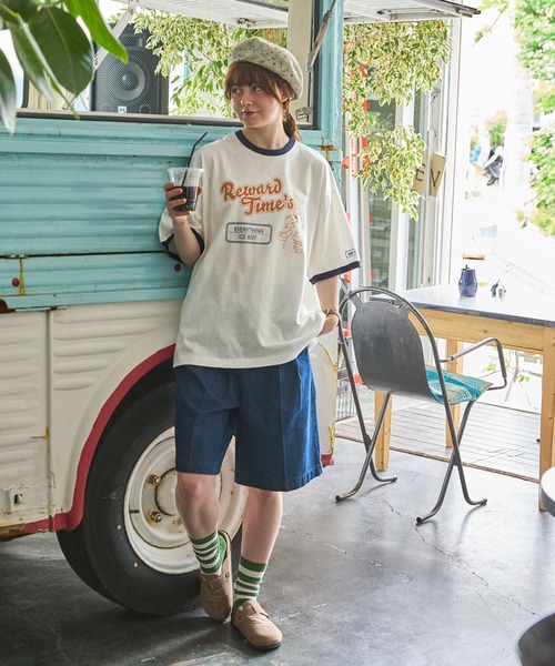 tシャツ ユニークレトロboyグラフィックリンガーTシャツ