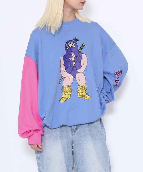 PUNYUS（プニュズ） トレーナー スウェット NINJAバイカラースウェット