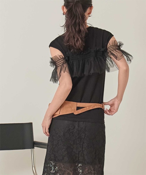 miette（ミエット） tシャツ チュールフリルトップス レディース