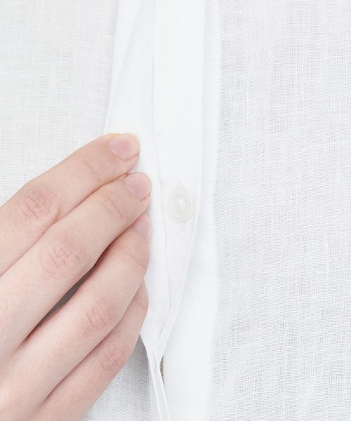 無印良品（MUJI） ブラウス シャツ 婦人 リネン 洗いざらしスタンド