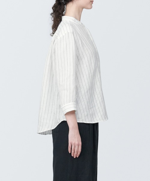 無印良品 シャツ ブラウス 婦人 リネン 洗いざらしスタンド