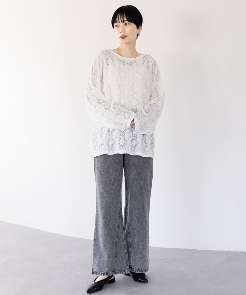 tシャツ レースプルオーバー レディース classicalelf tシャツ 綿100％、光沢で上品に。大人が着る、袖