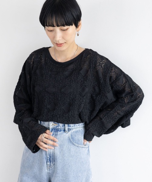 tシャツ レースプルオーバー レディース classicalelf tシャツ 綿100％、光沢で上品に。大人が着る、袖