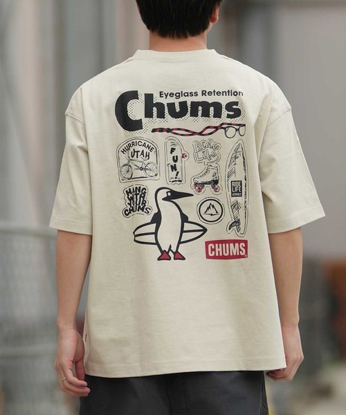 8SM1 CHUMS ロゴプリント半袖Tシャツ　厚手　S アウトドア　古着 8SM1 CHUMS ロゴプリント半袖Tシャツ 厚手 S アウトドア 古着 【公式通販】