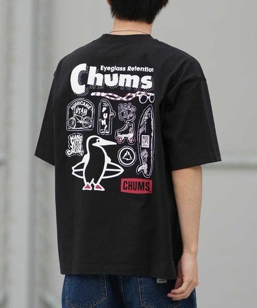 8SM1 CHUMS ロゴプリント半袖Tシャツ　厚手　S アウトドア　古着 8SM1 CHUMS ロゴプリント半袖Tシャツ 厚手 S アウトドア 古着 【公式通販】
