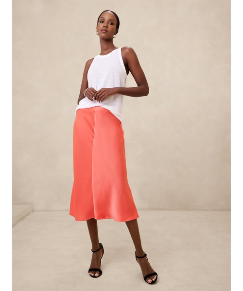 BANANA REPUBLIC スカート FACTORY STORE サテンクレープミディ 