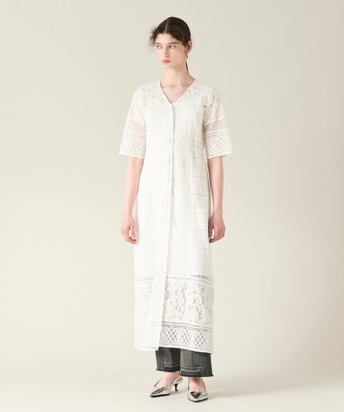 GRACE CONTINENTAL ワンピース コンビレースVネックワンピース