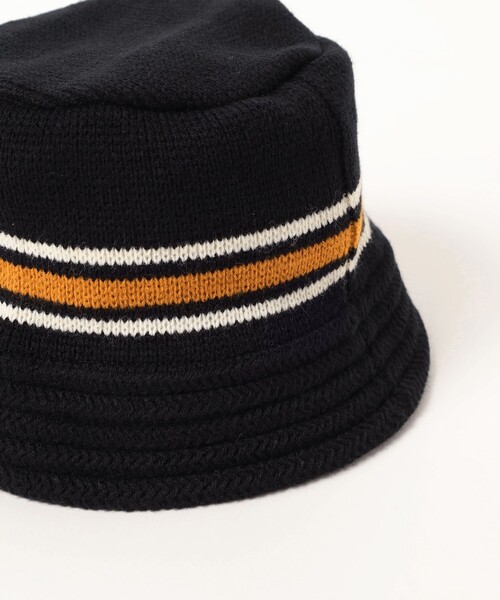 BEAMS ニットバケットハット ブラウン BEAMS HEART 帽子 ハット カラーライン ニット バケットハット