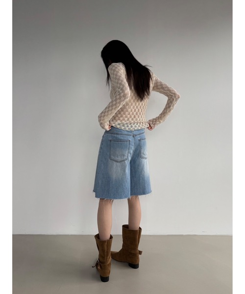 ジーンズ デニム デニムパンツ ウォッシングバミューダデニム レディース メンズ_21