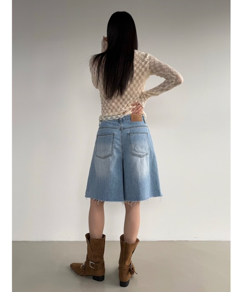 ジーンズ デニム デニムパンツ ウォッシングバミューダデニム レディース メンズ_17