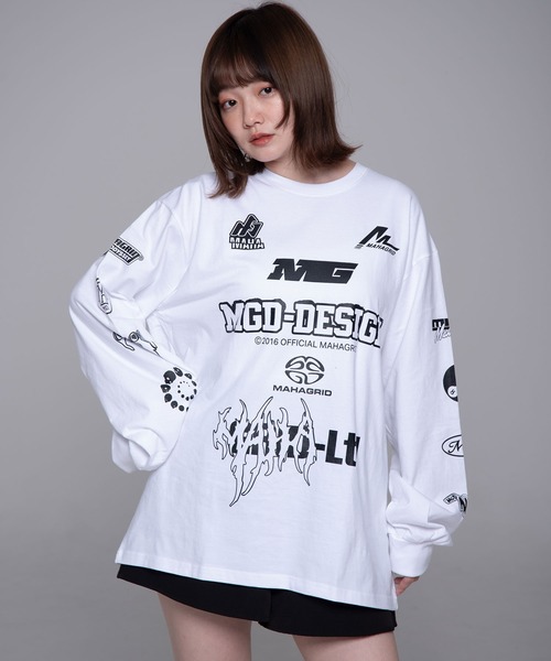 tシャツ 「mahagrid/マハグリッド」 SYMBOL LAYERED LS TEE/シンボルレイヤード長袖Ｔシャツ レディース メンズ MAHAGRID tシャツ 「mahagrid/マハグリッド」 MGD SYMBOL LS TEE