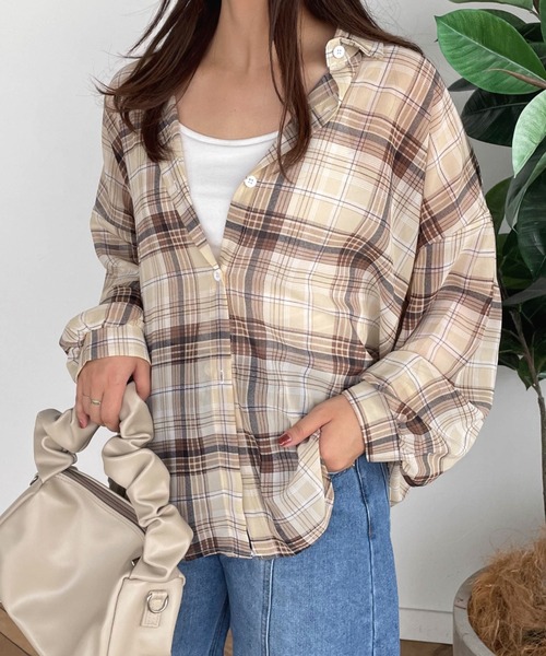 ブラウス シャツ シアーチェックBIGシャツ レディース ブラウス シャツ シアーチェックシャツ レディース : ZOZOTOWN