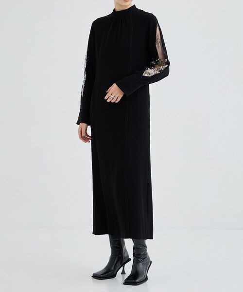 ドレス 「MURRAL/ミューラル」Petal sleeve lace dress  