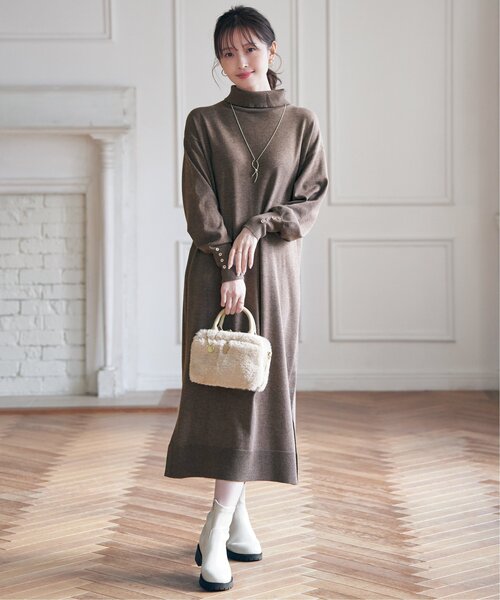 IKKA LOUNGE ワンピース タートルニットスリットワンピース : ZOZOTOWN