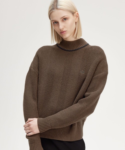 FRED PERRY ニット Textured Mock Neck Jumper レディース : ZOZOTOWN 