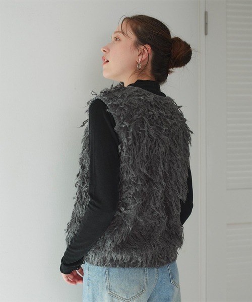 titivate（ティティベイト） ベスト ジレ ループフリンジニットベスト