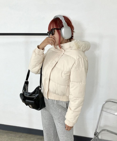 ラグスタイル LUXSTYLE フェイクファーバックロゴZIPジャケット