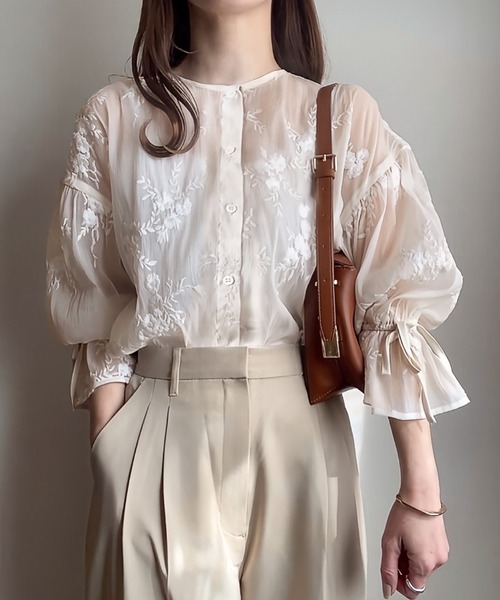 tシャツ 花柄シアートップス レディース