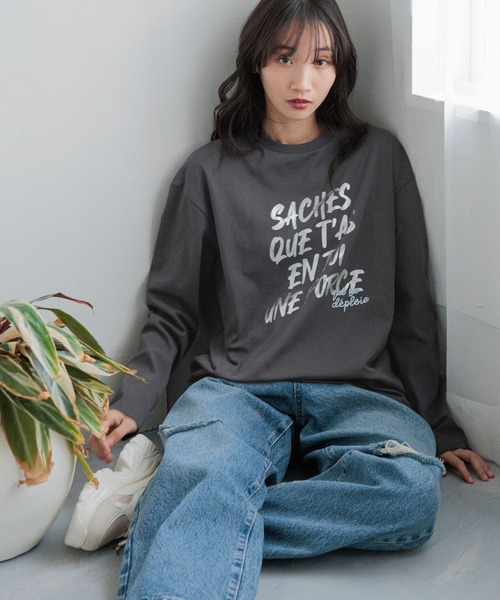 LOWRYS FARMカットソー LOWRYS FARM tシャツ ショートロゴプリントLS 240591