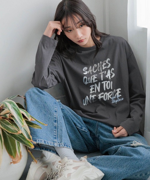 LOWRYS FARM tシャツ ロゴプリントLS 240593 レディース