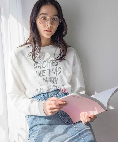 LOWRYS FARM tシャツ ロゴプリントLS 240593 レディース