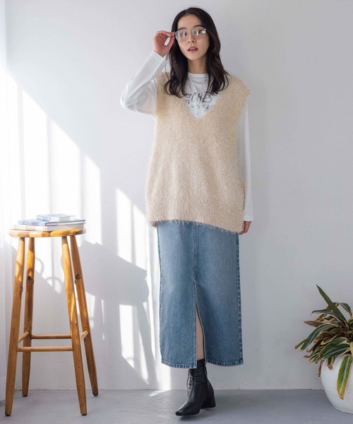 LOWRYS FARM tシャツ ロゴプリントLS 240593 レディース