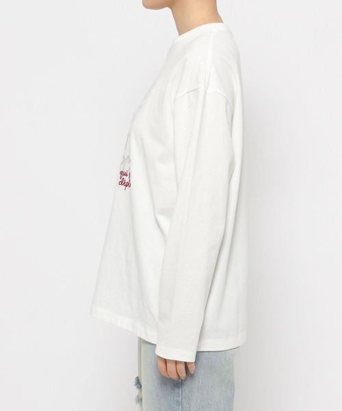 deuce ロゴ Tシャツ クリーム色 LOWRYS FARM tシャツ ロゴプリントLS 240593 レディース