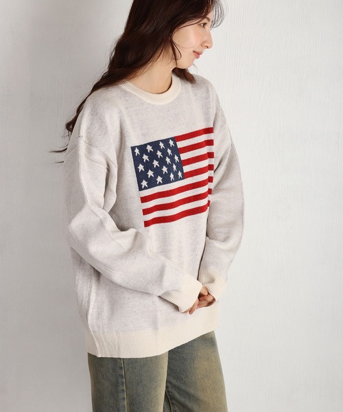WESTSEA（ウエストシー） セーター ニット オーバーサイズ 国旗ニット