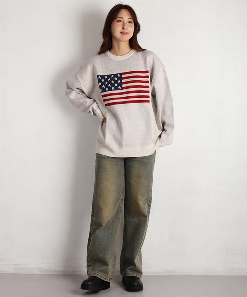WESTSEA（ウエストシー） セーター ニット オーバーサイズ 国旗ニット