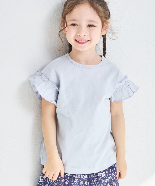 45R カディフリル フリル 切り替え Tシャツ 綿100% サイズ0 ホワイト pairmanon tシャツ 「綿100%」選べるデザイン ガールズフリル