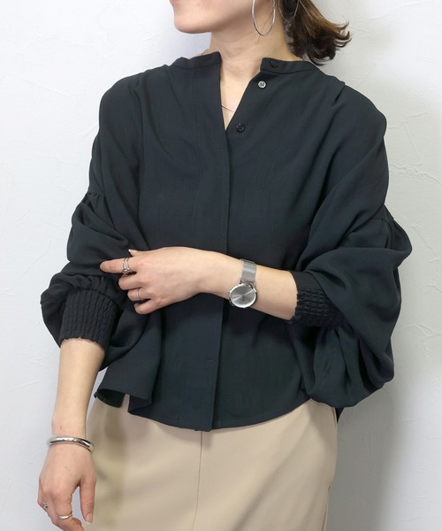 ブラウス シャツ DOLMAN SLEEVE SHEER BLOUSE レディース 楽天市場】大人の抜け感を愉しむ襟付きショート丈シアーシャツ