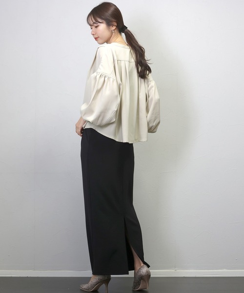 ブラウス シャツ DOLMAN SLEEVE SHEER BLOUSE レディース Aletta vita ブラウス シャツ 杢調ツイルタック使いドルマン