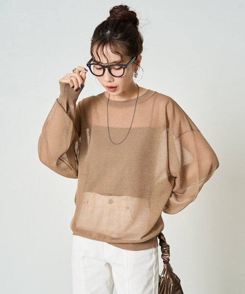 フラワーシアーロングスリーブTシャツ JEANASIS（ジーナシス）の「アートフラワーシアーロングスリーブ