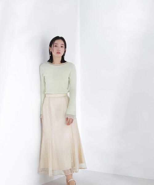 【美品】NATURAL BEAUTY BASIC ラッセルレーススカート ラッセルレースマーメイドスカート | NATURAL BEAUTY BASIC