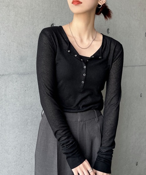 トップス Me me+em select tシャツ 「 3color ／ カップ付 」フロントジップ