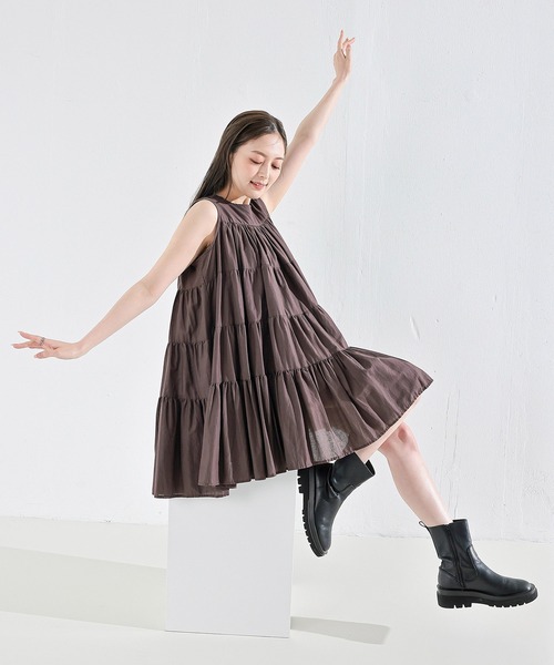 希少 美品 ヨウジヤマモト テンセル 変形 ノースリーブ チュニック ワンピース en CAnAF ワンピース 「春夏に使える万能アイテム！」 ティアード