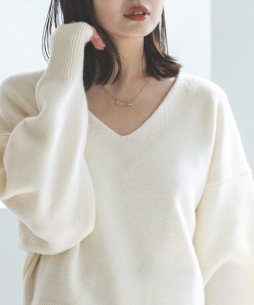 NOBLE（ノーブル） Vネックニット FREE ピンク レディース : ZOZOTOWN