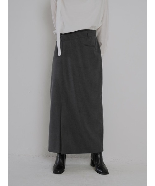 Geeong（ジーオン） ロング スカート ストライプ ラップデザイン