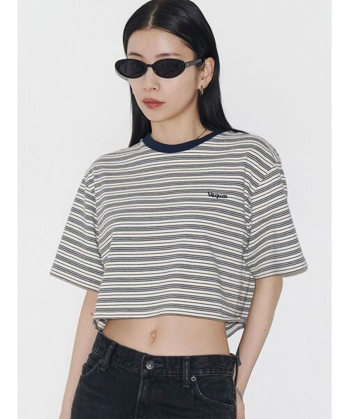 tシャツ 「VEQUM」HIGH GAUGE BORDER SHORT T SHIRT レディース