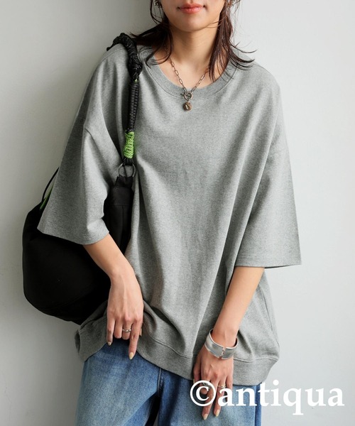 antiqua（アンティカ） tシャツ 綿100 無地 クルーネック カットソー