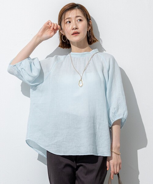 リネンシャツ ブラウス シャツ 「洗える」LIBECOリネン ボリューム