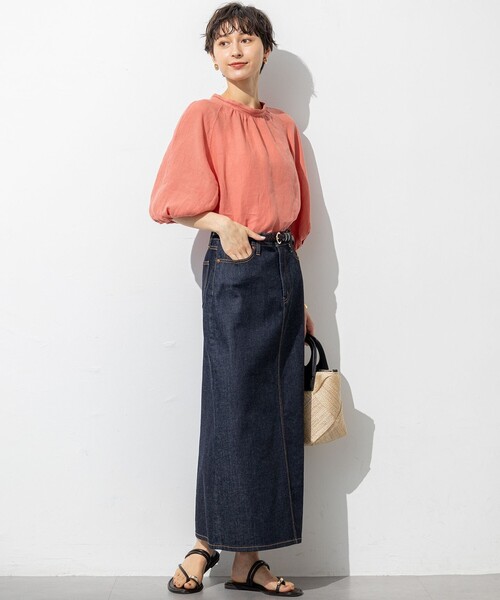 超美品　23区　LIBECOリネンブラウス　麻100%　長袖リネンシャツ リネンシャツ ブラウス シャツ 「洗える」LIBECOリネン ボリューム