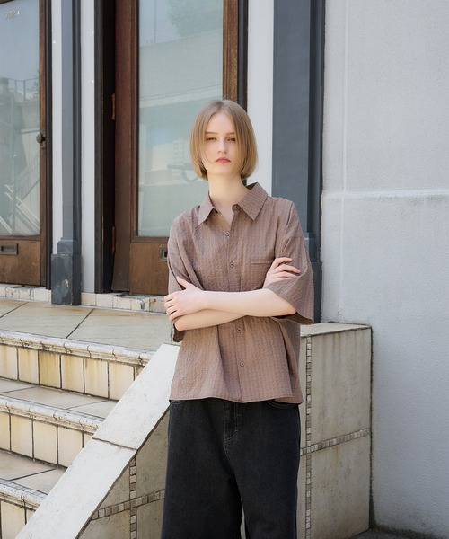 Regen Glanz シャツ cropped check shirt/クロップドチェックシャツ 