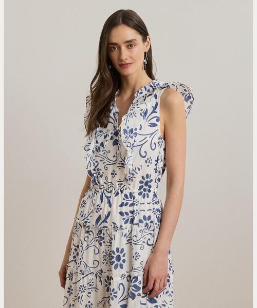 新品タグ ポロラルフローレン 9万 総レース ティアードワンピース インナー付き レースポイントシアーフローラルワンピース | レディースファッション