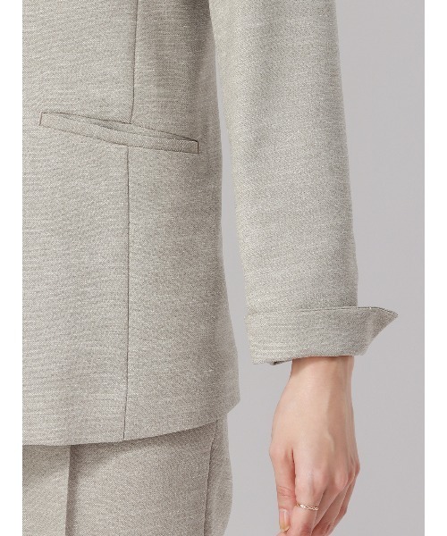 ジャケット ノーカラージャケット パイピングジャケット Vカラー