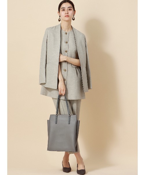 ジャケット ノーカラージャケット パイピングジャケット Vカラー