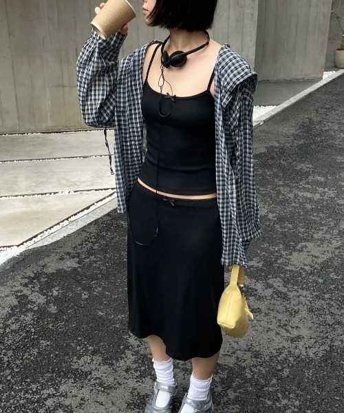 BLACKUP ブラウス シャツ 「MADE」 シュロットチェックサマー