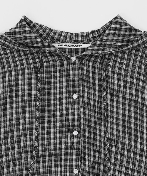 BLACKUP ブラウス シャツ 「MADE」 シュロットチェックサマー